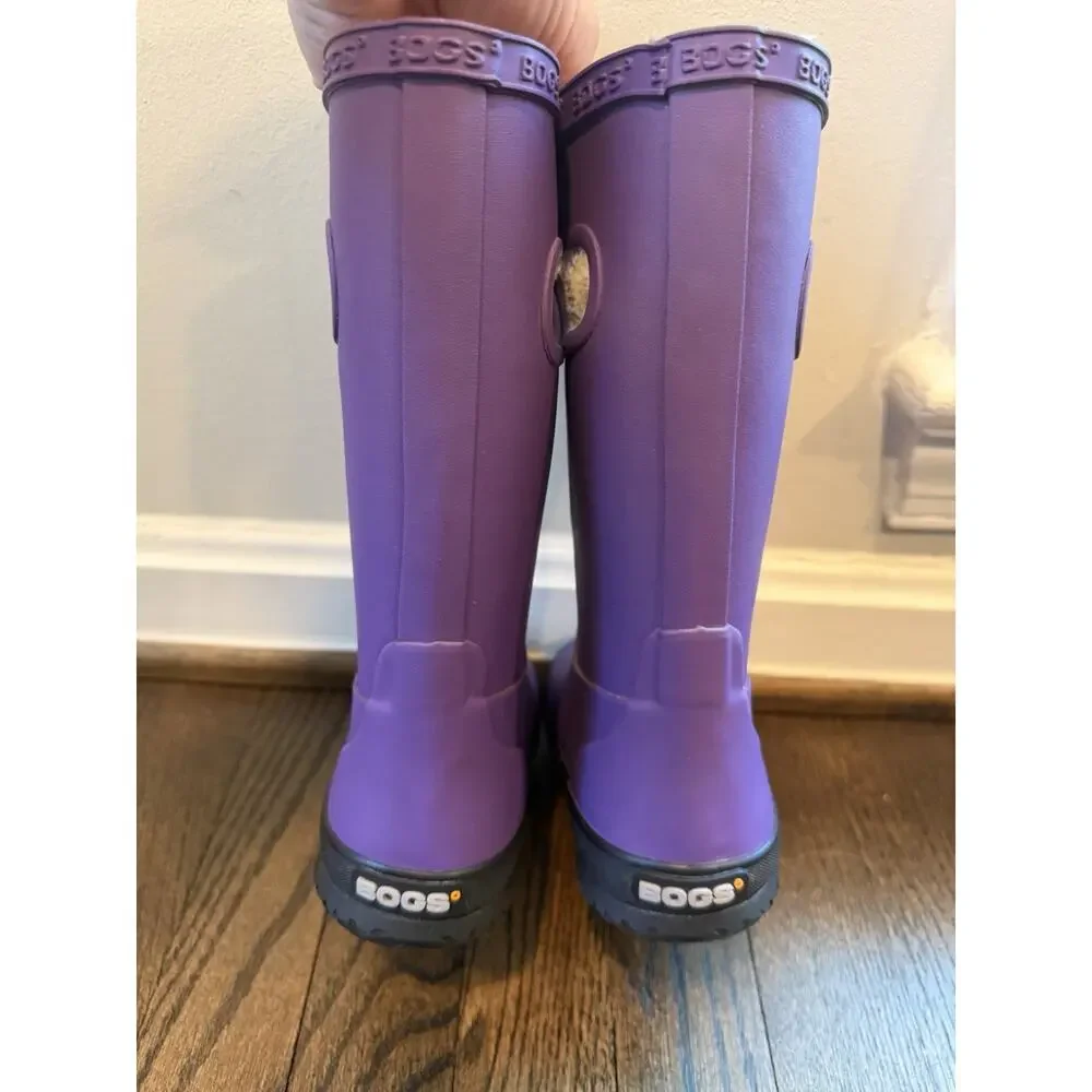 Bogs Kids Rain Boot Plush Waterproof Purple Little Kids Sz 10 Puddle Water Lined